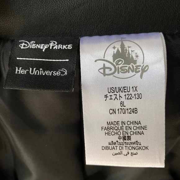 Disney Parks Her Collection Cruella de Vil Movie Faux Leather Jacket Black Sz1X - Picture 11 of 13